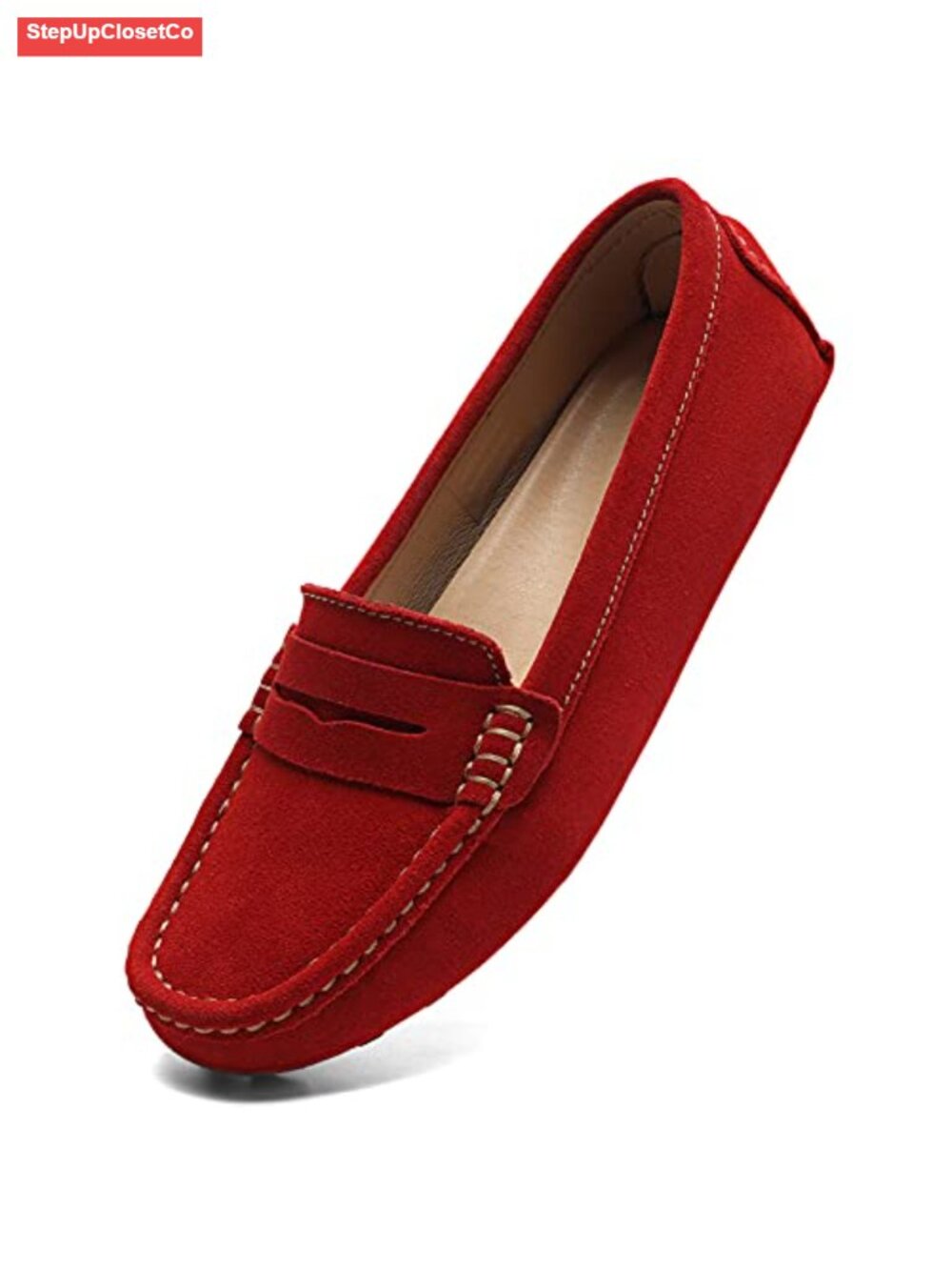 Women's Suede Leather Penny Loafers Retro Mocc Driving Shoes Slip-On Comfort